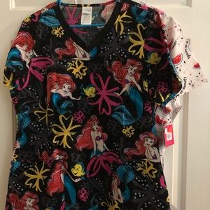Disney The Little Mermaid Scrub Top Large